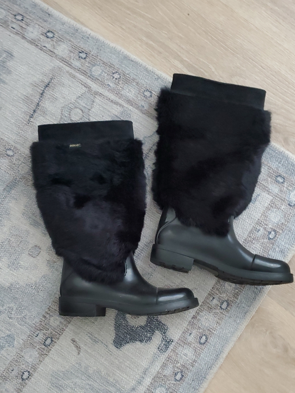 Oscar Sport Black Fur and Rubber Brenda Apres Ski Boots Sz39